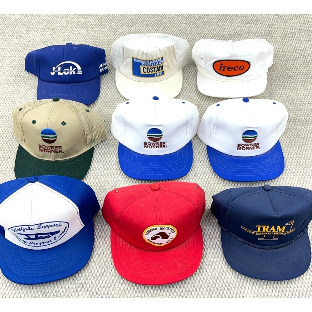 Vintage Trucker Hat Cap Lot Snap Back 80s 90s Coal‎ Mine Mining USA Mesh CA9